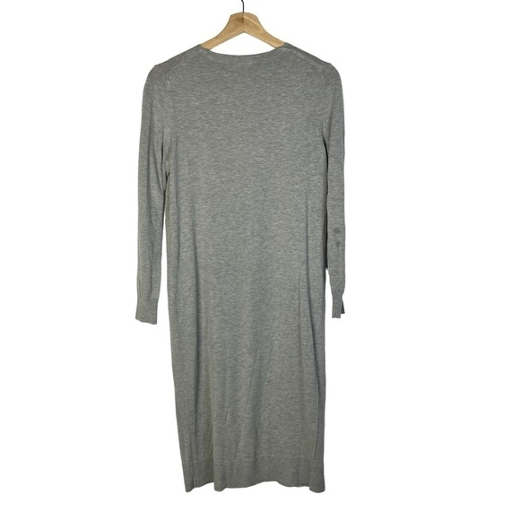 Ann Taylor Petite Light Gray V-Neck Silk Blend Midi Sweater Dress MP - Picture 2 of 5